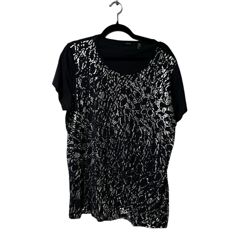 EUC Tahari black/charcoal metallic shirt 2x
